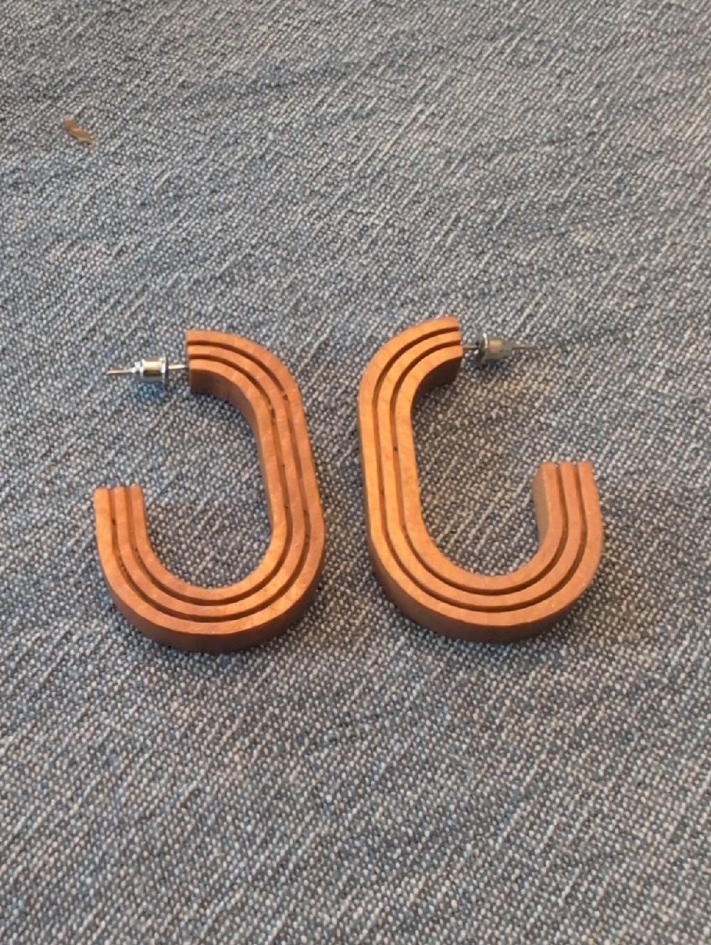 Layered Wooden Hoop Earrings - Warm Brown
